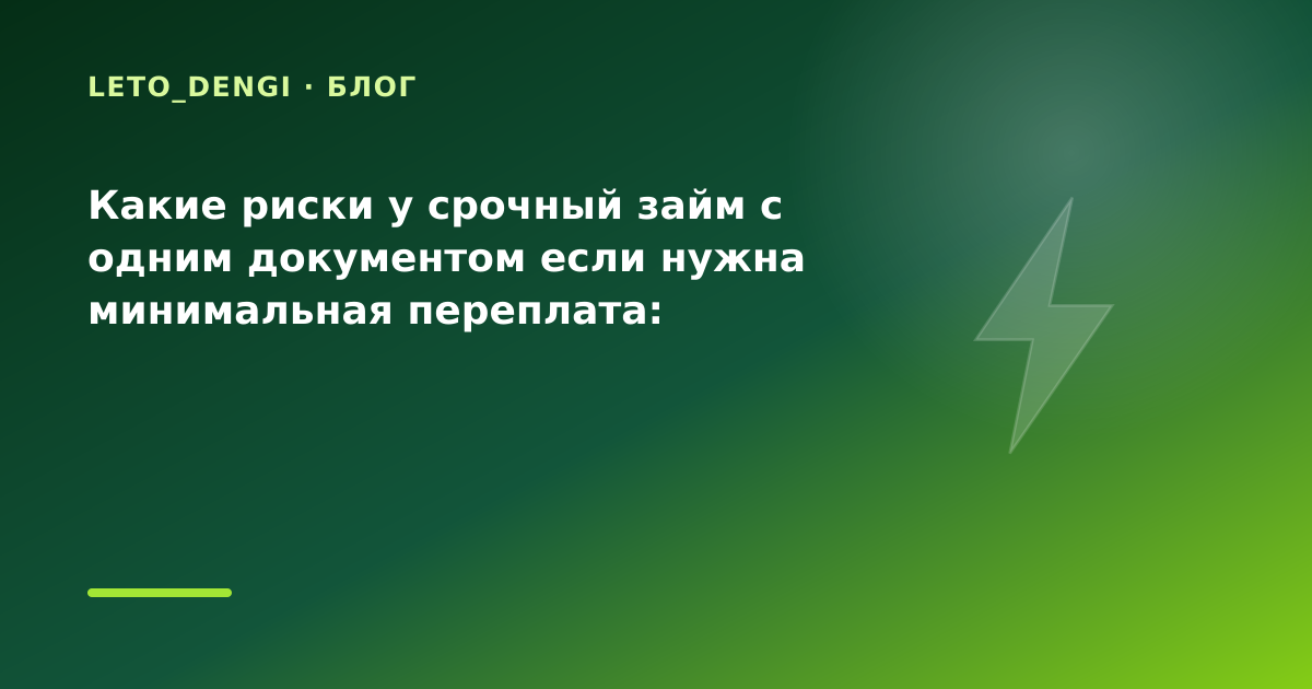 Какие риски у срочный займ с одним документом если нужна минимальная переплата: разбор — иллюстрация Leto Dengi