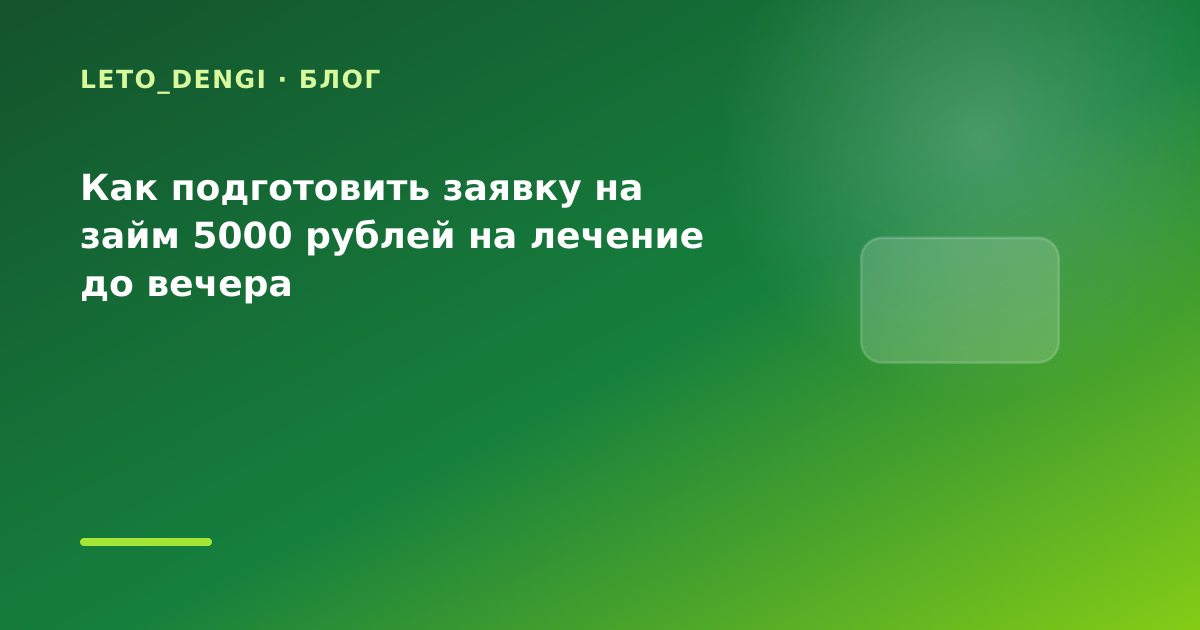 Как подготовить заявку на займ 5000 рублей на лечение до вечера — иллюстрация Leto Dengi