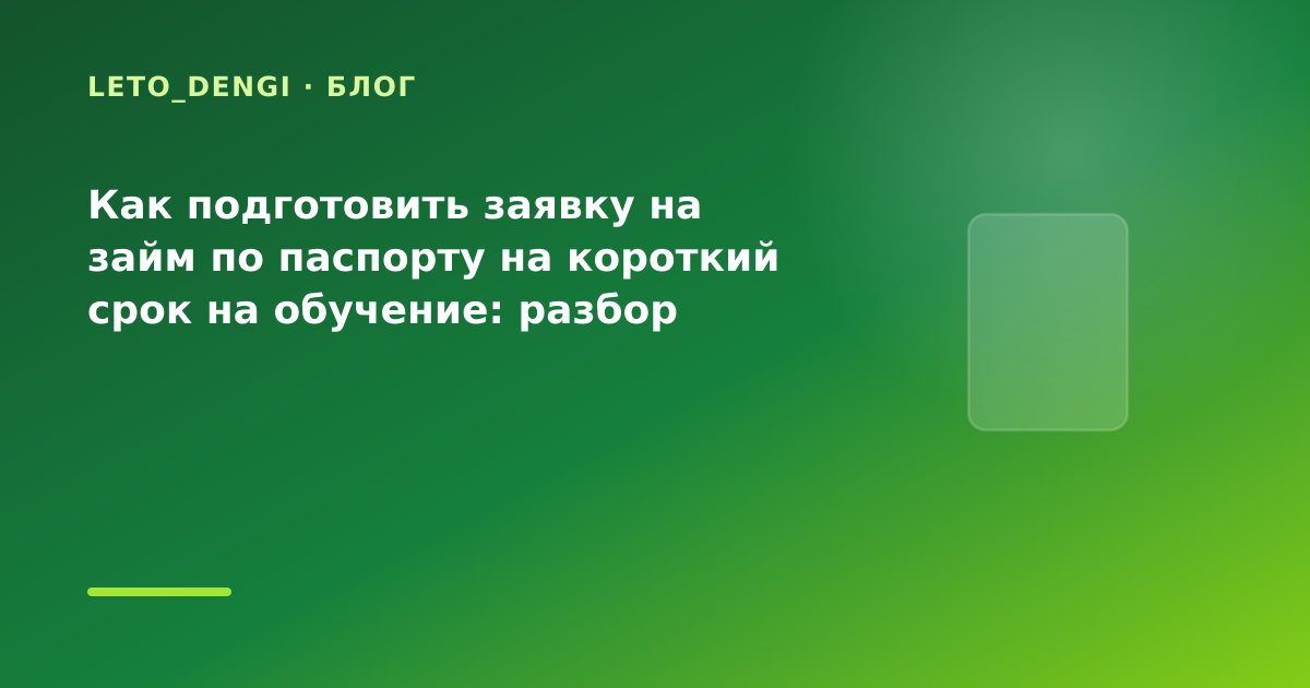 Как подготовить заявку на займ по паспорту на короткий срок на обучение: разбор условий — иллюстрация Leto Dengi